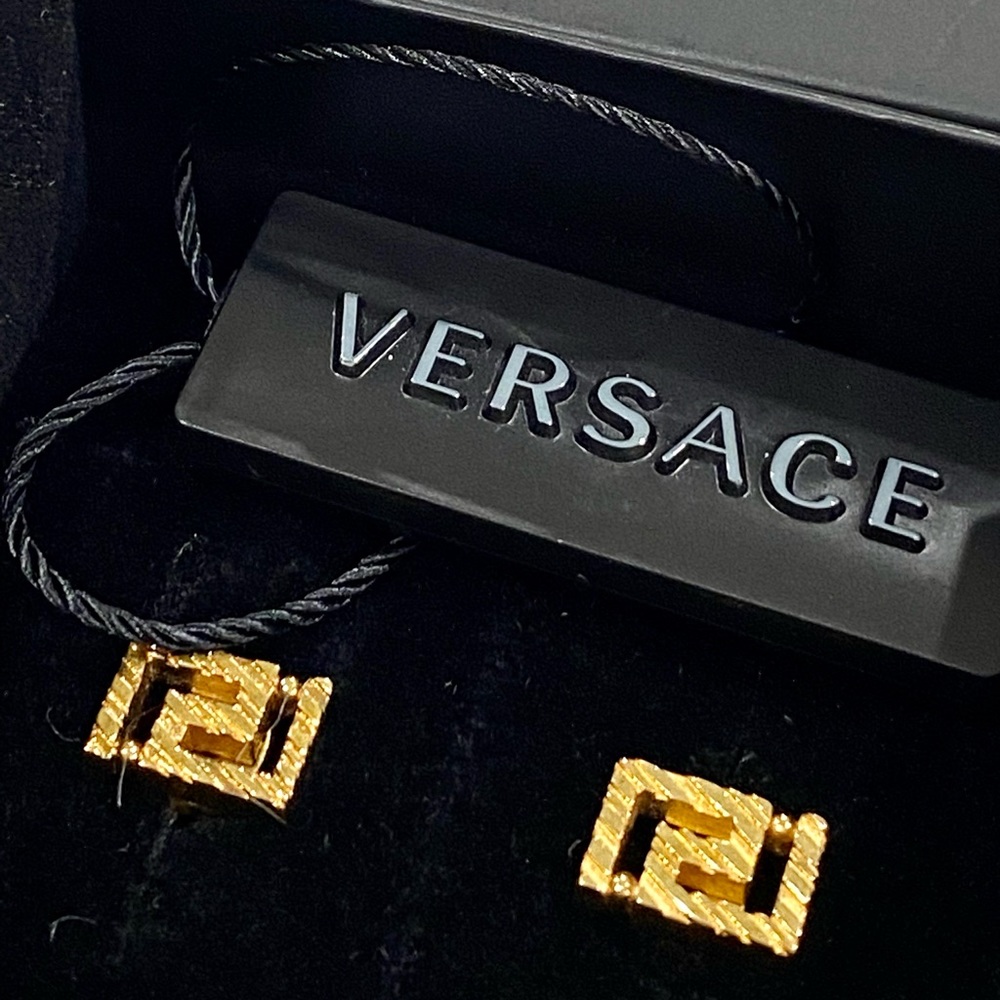 Authentic Versace Signature Greca Stud Earrings - BNIB